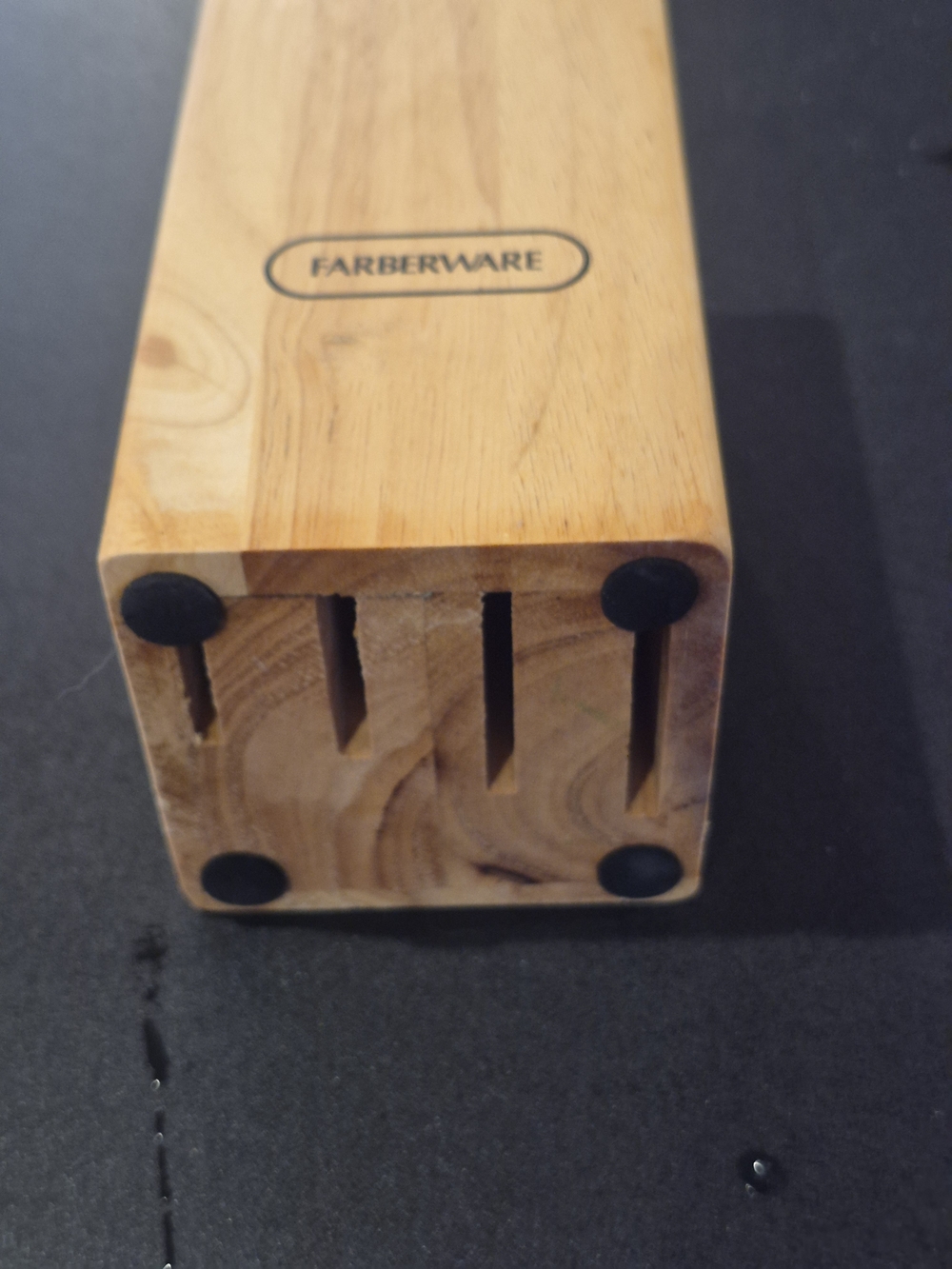 Farberware Knife Block 5 Slot Natural Oak Wood 5 1/2" × 3"x3 No Knives Included - Picture 6 of 6